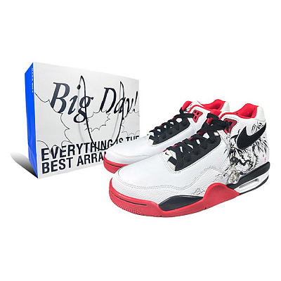 Nike Flight Legacy Anti-Slip Wear-Resistant Mid-Top Basketball Shoes Unisex White