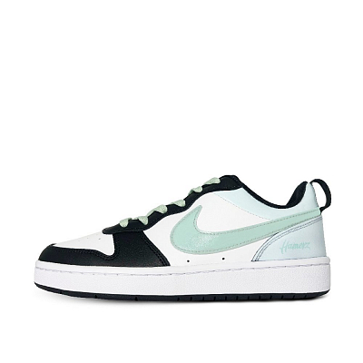 Nike Court Borough Anti-Slip And Wear-Resistant Lightweight Low-Top Skateboard Shoes GS Black White Green