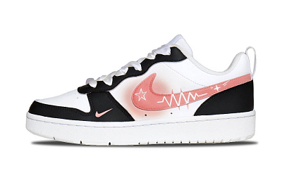 Nike Court Borough 2 Slip Resistant Abrasion Resistant Low top Skateboard Shoes GS Black Pink