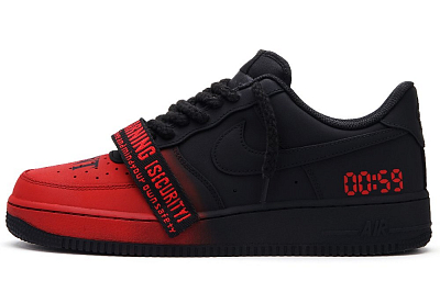 Nike Air Force 1 Anti-Slip Wear-Resistant Low-Top Skateboard Shoes Unisex Black Red