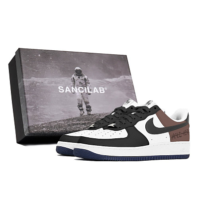 Nike Air Force 1 Non-slip Lightweight Low-Top Skateboard Shoes Men's Black White Brown
