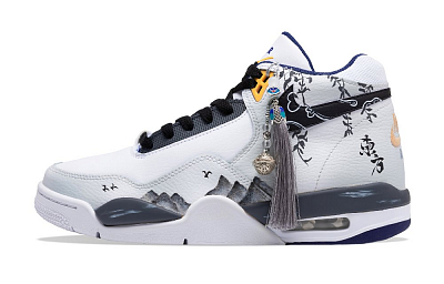 Nike Flight Legacy Anti-Slip Wear-Resistant Mid-Top Vintage Basketball Shoes Men's Black White