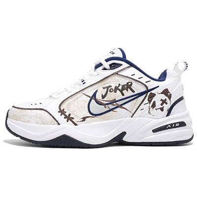 Nike Air Monarch 4 Anti-Slip And Wear-Resistant Height Increasing Low-Top Chunky Sneakers Unisex White Brown
