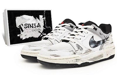 Nike Full Force Anti Slip Wear Resistant Low Top Skateboard Shoes Men's Black White Gray