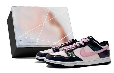 Nike Dunk Anti-Slip Wear-Resistant Low-Top Skateboard Shoes Women's Black Pink