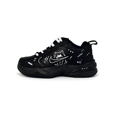 Nike Air Monarch 4 Anti-Slip And Wear-Resistant Lightweight Low-Top Chunky Sneakers Unisex Black White
