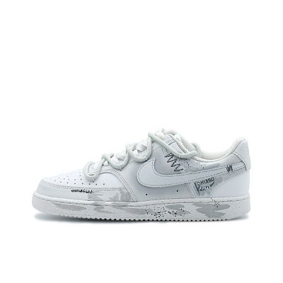 Nike Court Vision 1 Anti Slip Wear Resistant Low Top Skateboard Shoes Unisex Gray White