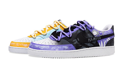 Nike Court Vision Slip-Resistant Low-Top Skateboard Shoes Women's Yellow Purple