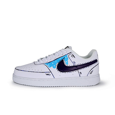 Nike Court Vision Lightweight Anti-Slip And Wear-Resistant Low-Top Skateboard Shoes Men's White Black Blue