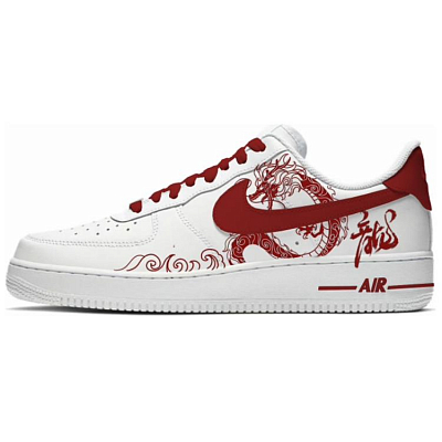 Nike Air Force 1 Slip-Resistant Cushioning Wear-Resistant Low-Top Skateboard Shoes Unisex White Red