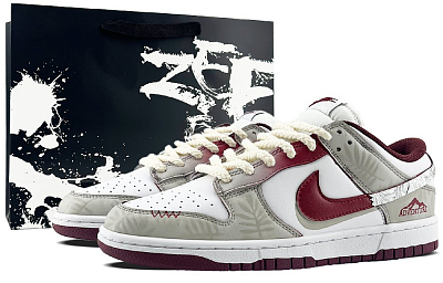 Nike Dunk Anti-Slip Wear-Resistant Low-Top Skateboard Shoes Unisex Gray Red