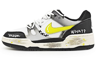 Nike Full Force Anti Slip Wear Resistant Low Top Skateboard Shoes Men's Black White Gray