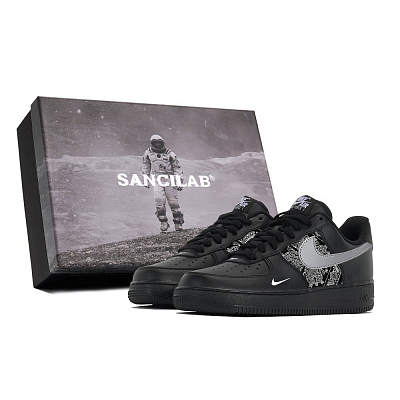Nike Air Force 1 Wear-Resistant Slip-Resistant Low-Top Skateboard Shoes Unisex Black Gray Color