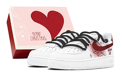 Nike Air Force 1 Anti-Slip Wear-Resistant Low-Top Skateboard Shoes Unisex White Red