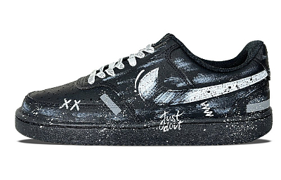 Nike Court Vision Aurora Moment Non-slip Lightweight Low-Top Skateboard Shoes Unisex Black