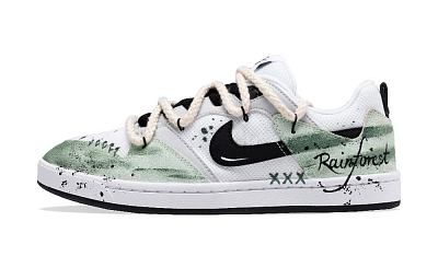 Nike SB Alleyoop Matcha Diary Anti-Slip And Wear-Resistant Lightweight Low-Top Skateboard Shoes Men's White Green