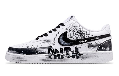 Nike Court Vision 1 Slip Resistant Abrasion Resistant Low top Skateboard Shoes Men's Black White