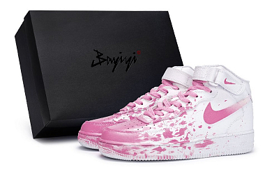 Nike Air Force 1 Coverage Anti-Slip And Wear-Resistant Mid-Top Skateboard Shoes Men's White Pink