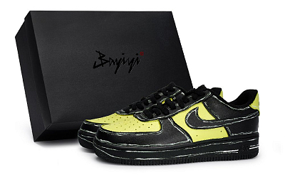 Nike Air Force 1 07 Special Shoe Box Anti-Slip Wear-Resistant Low-Top Skateboard Shoes Unisex Black Yellow White
