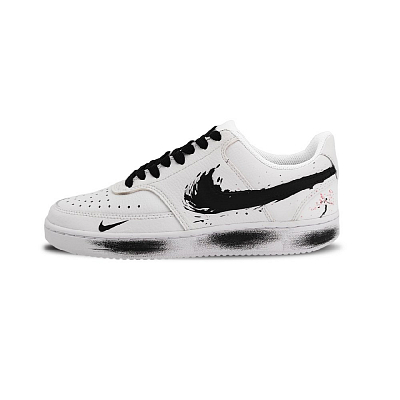 Nike Court Vision 1 Coverage Anti-Slip And Wear-Resistant Low-Top Skateboard Shoes Unisex White Black