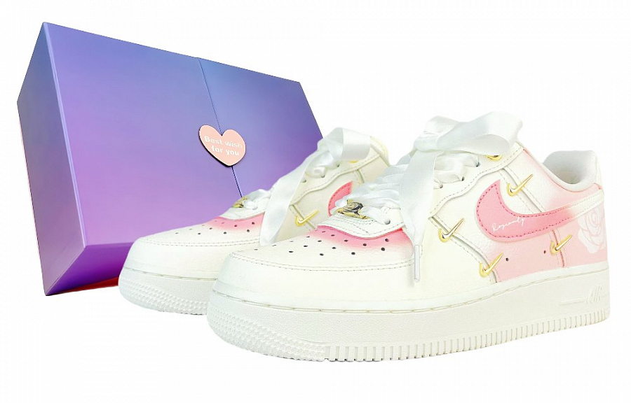 Nike Air Force 1 Anti-Slip Wear-Resistant Low-Top Skateboard Shoes Women's Pink White Gold купить в интернет-магазине Yoocart с быстрой доставкой по России.