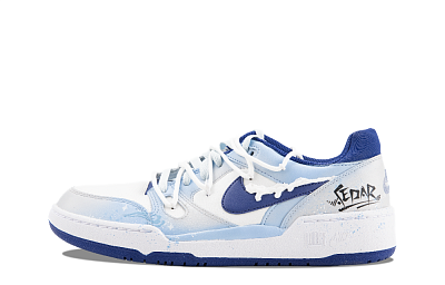 Nike Full Force Star Gazing Plan Anti Slip Wear Resistant Low Top Skateboard Shoes Men's White Blue