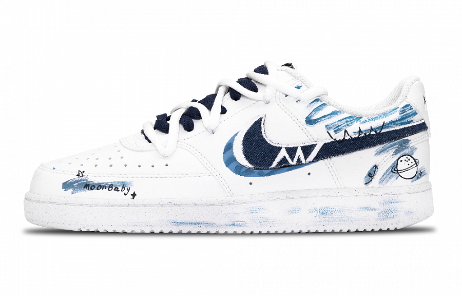 Nike Court Vision Low Anti Slip Wear Resistant Low Top Skateboard Shoes Men's White Blue купить в интернет-магазине Yoocart с быстрой доставкой по России.