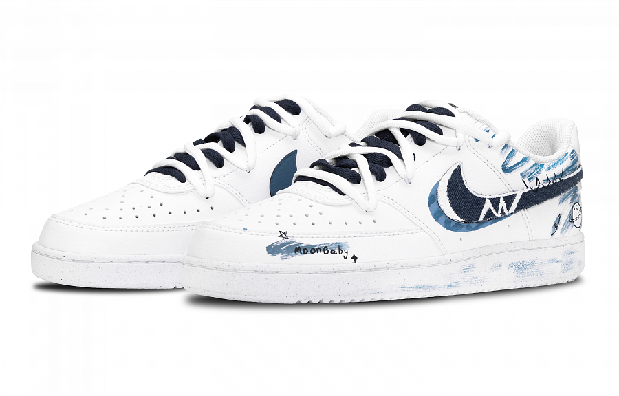 Nike Court Vision Low Anti Slip Wear Resistant Low Top Skateboard Shoes Men's White Blue купить в интернет-магазине Yoocart с быстрой доставкой по России.