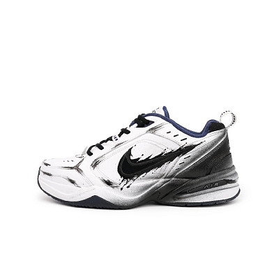 Nike Air Monarch 4 Cushioned Slip-Resistant Low-Top Chunky Sneakers Unisex Black White