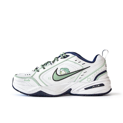 Nike Air Monarch 4 Anti Slip Wear Resistant Low Top Chunky Sneakers Unisex White Blue
