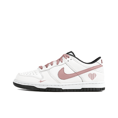 Nike Dunk Anti-Slip Wear-Resistant Low-Top Skateboard Shoes Unisex White Pink