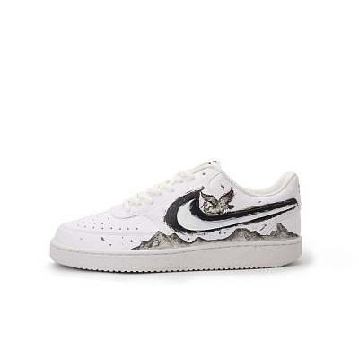 Nike Court Vision Lightweight Anti-Slip Low-Top Skateboard Shoes Men's White Black Red
