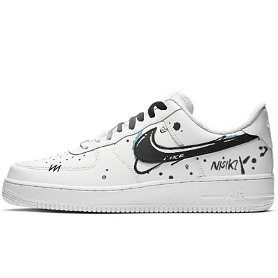 Nike Air Force 1 Abrasion Resistant Low Top Skateboard Shoes Unisex Black White