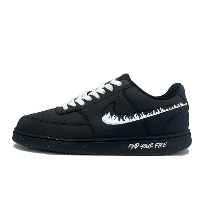 Nike Court Vision Anti-Slip Wear-Resistant Low-Top Skateboard Shoes Men's Black