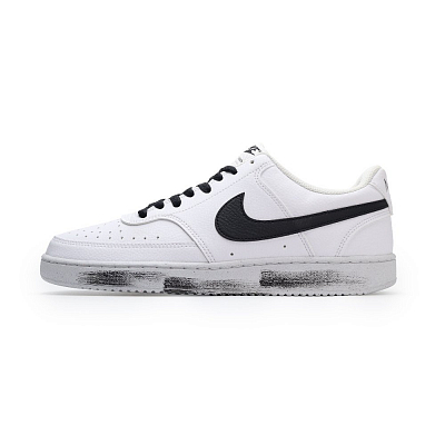 Nike Court Vision 1 Anti-Slip Wear-Resistant Low-Top Skateboard Shoes Men's Black White