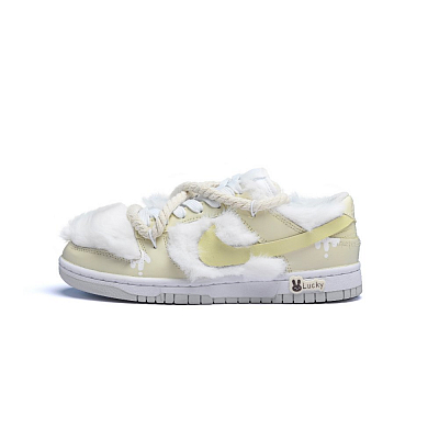 Nike Dunk Slip-Resistant Low-Top Skateboard Shoes Women's Yellow White