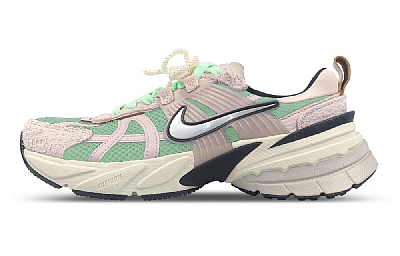 Nike V2K Run Anti-Slip Wear-Resistant Low-Top Running Shoes Women's Green Pink