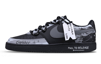 Nike Court Vision Anti Slip Wear Resistant Low Top Skateboard Shoes Unisex Black