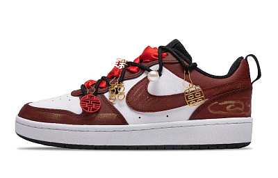 Nike Court Borough Anti-Slip Wear-Resistant Low-Top Skateboard Shoes GS White Red