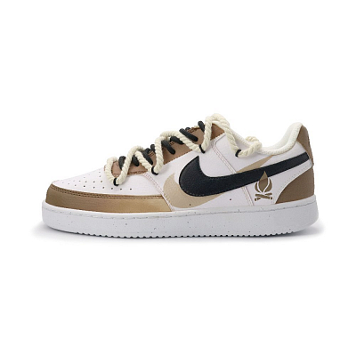 Nike Court Vision 1 Slip-Resistant Cushioning Abrasion-Resistant Low-Top Skateboard Shoes Men's Brown Black White