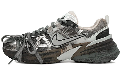 Nike V2K Run Shock Absorbers Slip Resistant Low top Running Shoes Unisex Black Brown