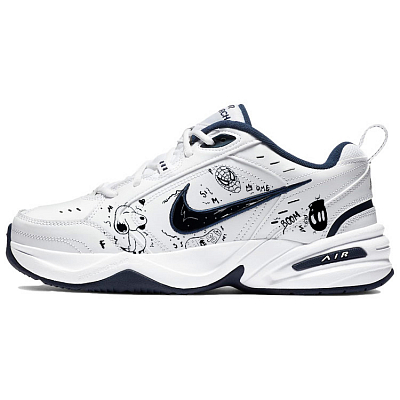 Nike Air Monarch 4 Cushioned Slip-Resistant Low-Top Chunky Sneakers Unisex White Blue