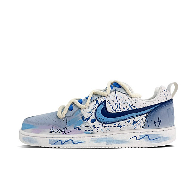 Nike Court Borough Coverage Anti-Slip And Wear-Resistant Low-Top Skateboard Shoes Men's Sky Blue