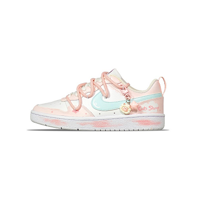 Nike Court Borough 2 Anti Slip Wear Resistant Low Top Skateboard Shoes Women's Pink White