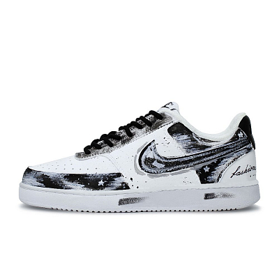 Nike Durable Lightweight And Breathable Low-Top Skateboard Shoes Men's Black White