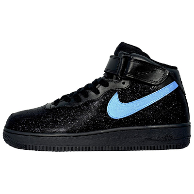 Nike Air Force 1 Breathable Anti-Slip And Wear-Resistant Mid-Top Skateboard Shoes Unisex Black