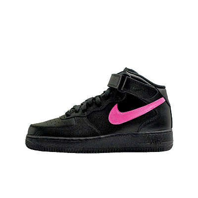 Nike Air Force 1 Wear-Resistant Height Increasing High-Top Skateboard Shoes Unisex Black Pink