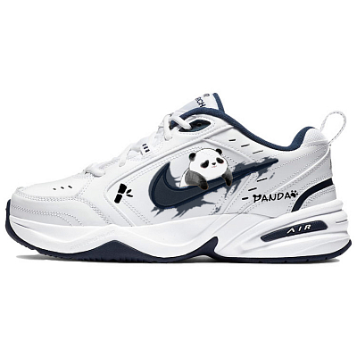 Nike Air Monarch 4 Anti-Slip Wear-Resistant Low-Top Chunky Sneakers Unisex Blue White