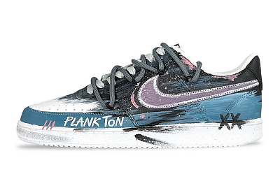 Nike Court Vision 1 Low Pika Card, Gothic Era Anti Slip Wear Resistant Low Top Skateboard Shoes Men's Blue Black