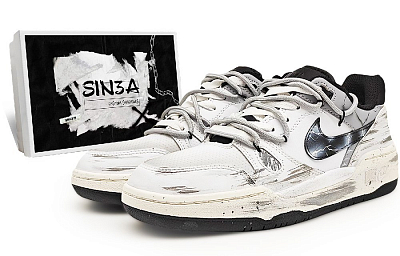 Nike Cushioned Impact Resistance Quick Drying Low Top Skateboard Shoes Men's Black White Gray